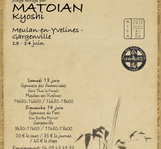 Stage Matoian Shihan 13 et 14 juin 2026