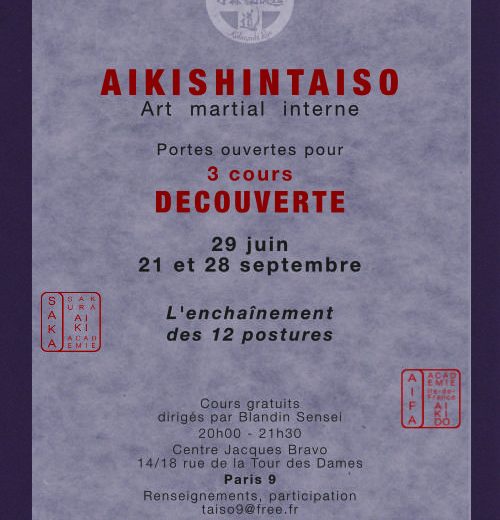 Cours découverte d’Aikishintaiso.